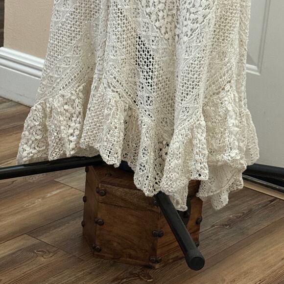 Solitaire by Ravi Khosla crochet lace skirt handkerchief hem elastic waist 30” - Picture 2 of 7